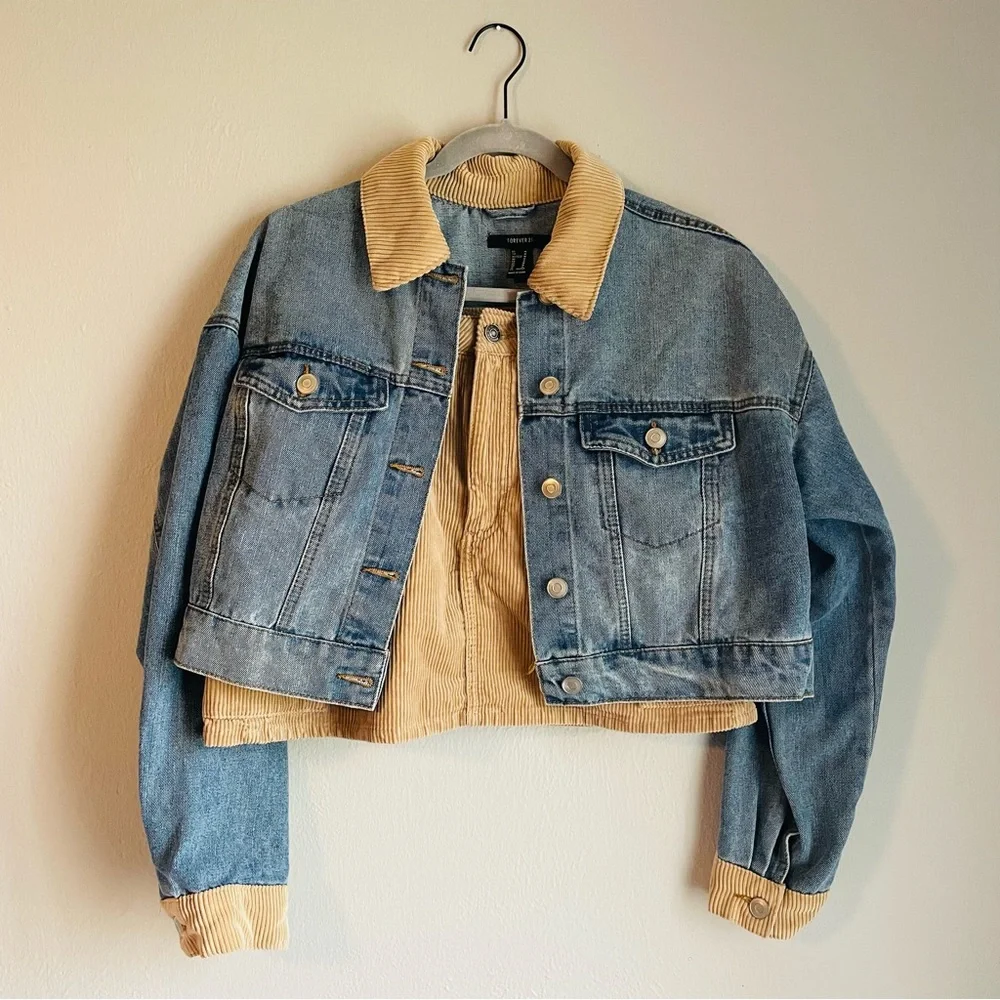 Denim Jacket and Corduroy Skirt Set - Picture 1 of 5